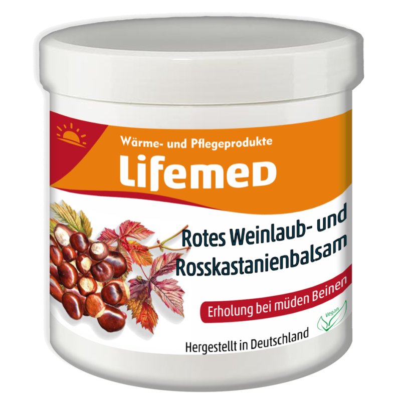Lifemed red vine horse chestnut balm, 100% vegan, tired legs, 250 ml